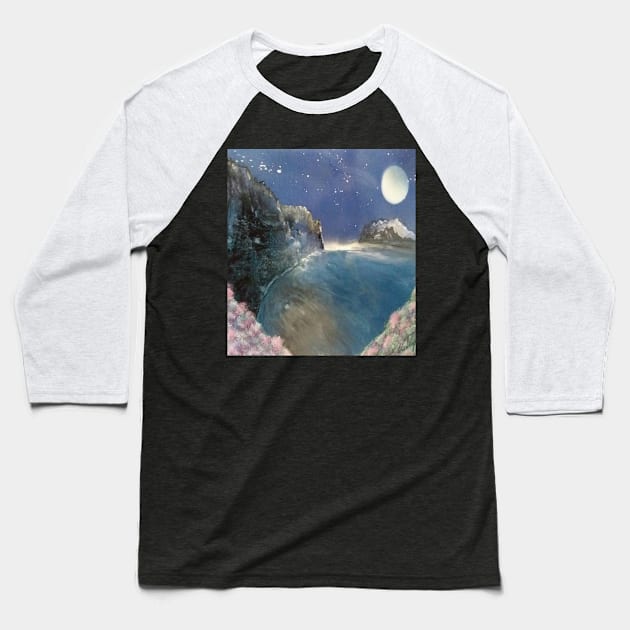 Overlooking the waterfall Baseball T-Shirt by Edwardtiptonart